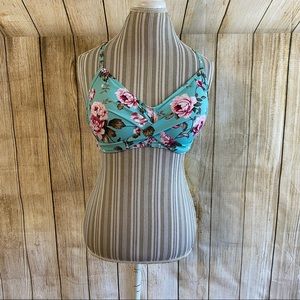 New With Tag beachsissi Floral Halter Bikini Swim Suit Top Women’s Size XL